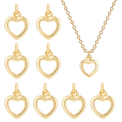 12шт. латунные подвески в форме сердца, с прыжковых колец, без кадмия и без свинца, долговечный