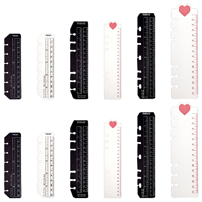 12 шт. 6 цвета пластиковая закладка страница маркер линейка, 6- линейка для записей с кольцами, прямоугольные