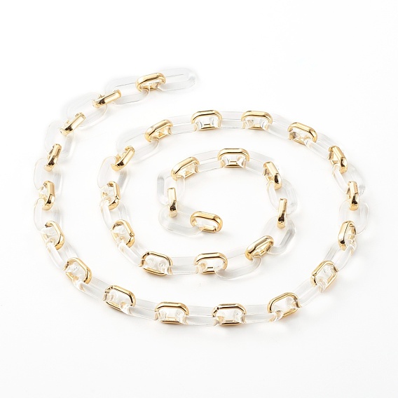 Handmade CCB Plastic Cable Chains, with Transparent Acrylic Linking Rings, Clear