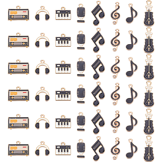 48 шт 8 стили подвески из сплава эмали, золотые