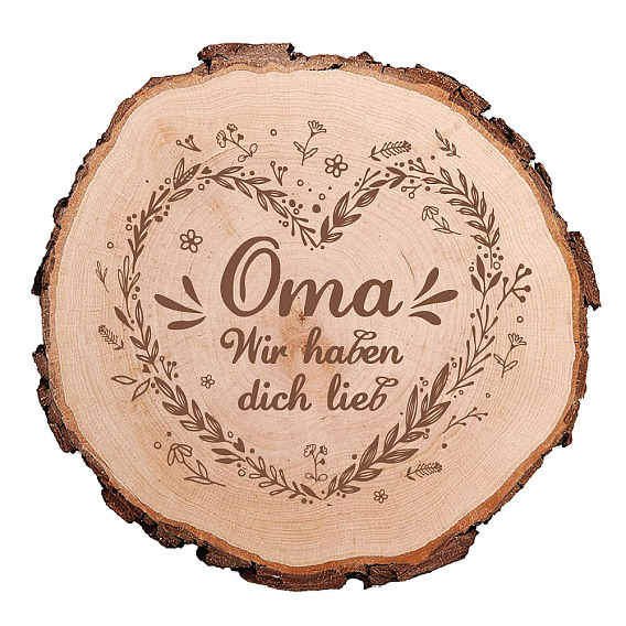 Carved Wood Round Sheets, for Home Display Decoration, Tree/Compass/Skull/Car/Heart/Olive Branch/Cat Pattern