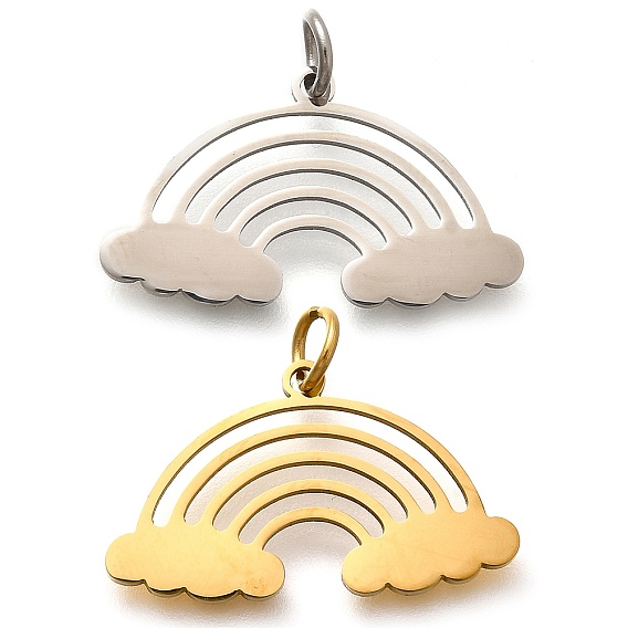 304 подвески из нержавеющей стали, с целью перехода в кольце, радужное очарование, лазерная резка, ионное покрытие (ip)