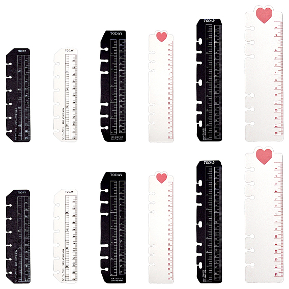 12 шт. 6 цвета пластиковая закладка страница маркер линейка, 6- линейка для записей с кольцами, прямоугольные