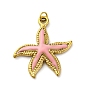 304 нержавеющей стальной эмали подвески, с целью перехода в кольце, очарование морской звезды, реальный 18 k позолоченный, ионное покрытие (ip)