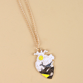 Cartoon Whale Ocean Eye Butterfly Flower Necklace, Creative Heart Series Fashion Jewelry