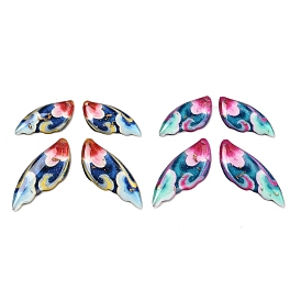 4 шт 4 стили прозрачные подвески из эпоксидной смолы, крыло с цветочным узором, с пайетками и золотой фольгой