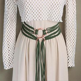 Винтажные многослойные ремни-цепочки из искусственной замши с длинными кисточками, с застежками-змейками из сплава