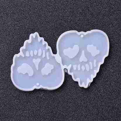 Halloween Theme DIY Pendant Silicone Molds, for Earring Making, Resin Casting Molds, For UV Resin, Epoxy Resin Jewelry Making, Skull