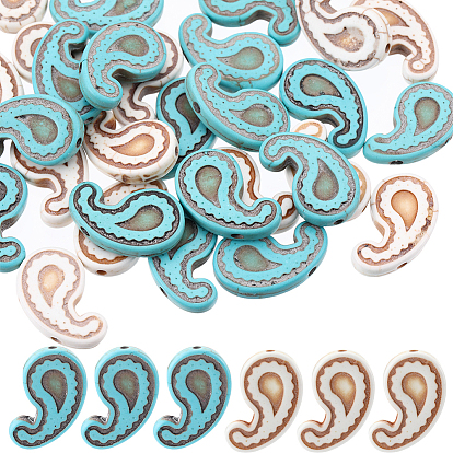 80шт 2 цвета окрашенные синтетические бирюзовые бусины, головастик