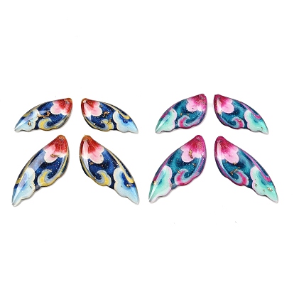 4 шт 4 стили прозрачные подвески из эпоксидной смолы, крыло с цветочным узором, с пайетками и золотой фольгой