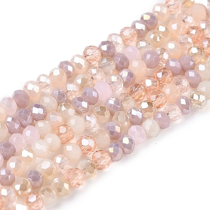 Стеклянные бусины с гальваническим покрытием , граненый(32 граненый), рондель