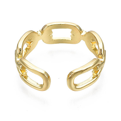 Chain Shape Clear Cubic Zirconia Cuff Ring, Hollow Brass Open Ring for Women, Nickel Free