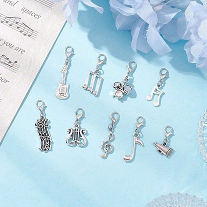 Подвесные украшения из цинкового сплава в тибетском стиле с музыкальной нотой, с цинковым сплавом застежками омаров коготь