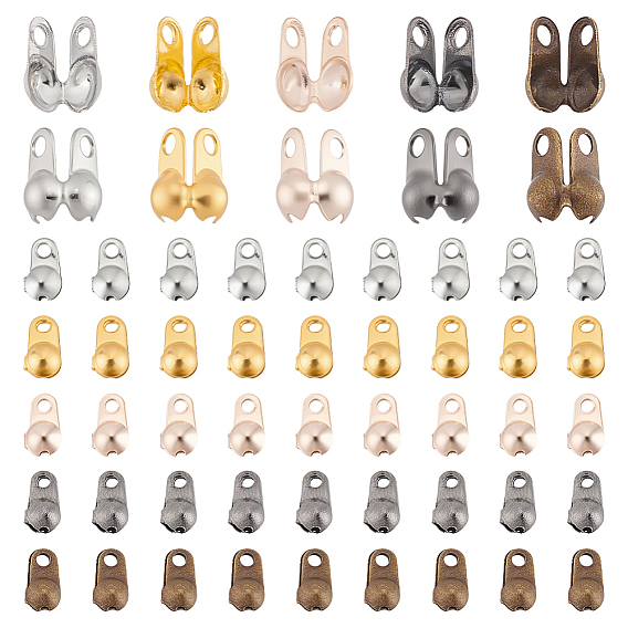 1000шт 5 цветные наконечники из железных бусин, Калотте заканчивается, без кадмия и без свинца, крышка раскладушки