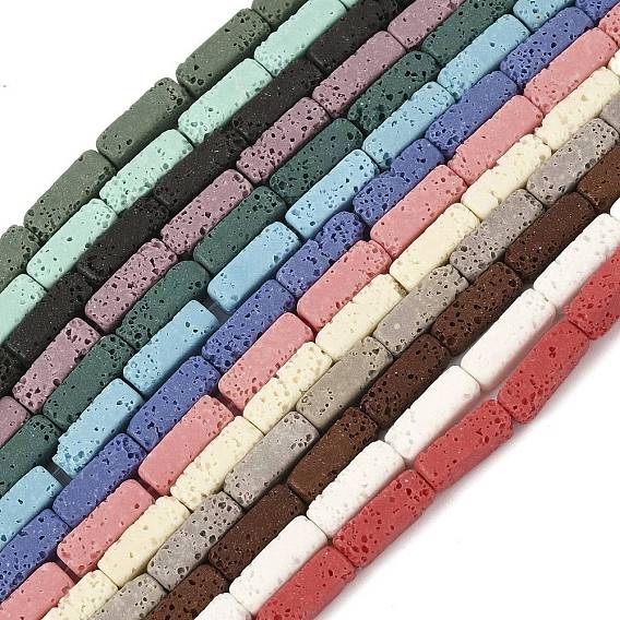 Нити бусин из искусственного камня лавы ручной работы, яркие глазированный фарфор, прямоугольные