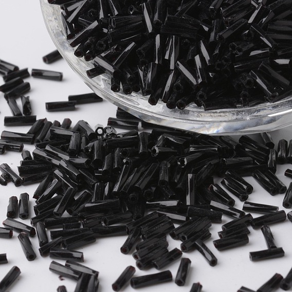 Glass Twisted Bugle Beads, Opaque Colours, Round Hole