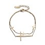 304 Stainless Steel Multi-strand Bracelets, with Cable Chains and Lobster Claw Clasps, Cross