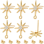 10шт. фурнитура для сережек-гвоздиков из латуни с микропаве и прозрачными кубическими циркониями, звезда, без никеля , долговечный, с гайкой 10шт.