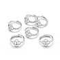 Brass Finger Cup Peg Ring Settings, with Cubic Zirconia, For Half Drilled Beads, Adjustable, Clear
