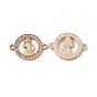 Alloy Connector Charms, with Crystal Rhinestones, Flat Round links with Saint, Religion