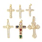 Латунные микро проложить кубического циркония крест подвески, без кадмия и без свинца, реальный 18 k позолоченный