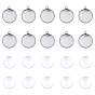 DIY Pendants Making, with 304 Stainless Steel Pendant Cabochon Settings and Clear Half Round Glass Cabochons
