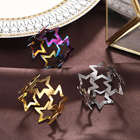 Creative 3-color star napkin ring for table setting, hotel western banquet napkin button, fashionable hollow napkin ring