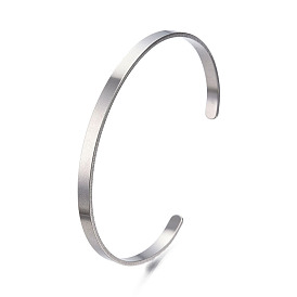 Classic 201 Stainless Steel Plain Band Open Cuff Bangle for Women