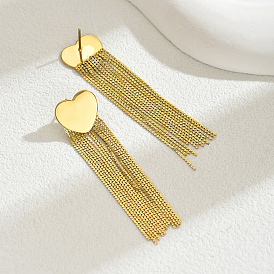 Heart Tassel Stud Earrings for Women, Elegant and Versatile