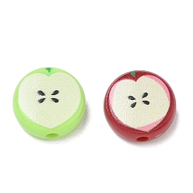 Printed Opaque Acrylic Beads, Apple