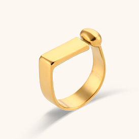 Minimalist Stainless Steel 18K Gold Plated Open Cuff Ring for Women