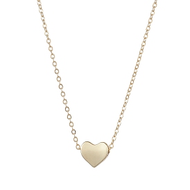Brass Heart Pendant Necklaces for Women, Cable Chain Necklaces