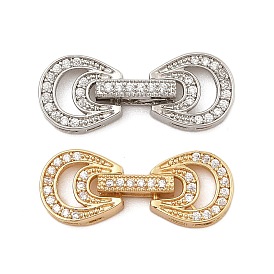 Brass Micro Pave Clear Cubic Zirconia Fold Over Clasps, Horseshoe