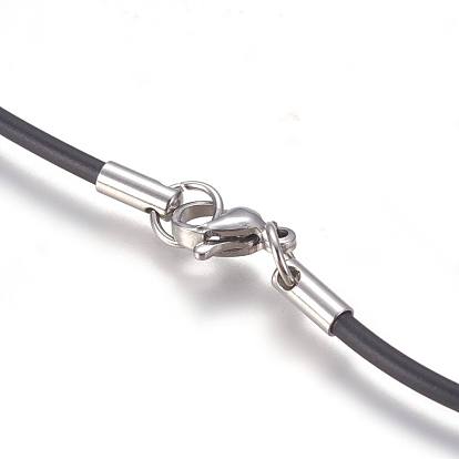 Rubber Cord Necklaces Making, with 304 Stainless Steel Lobster Claw Clasps