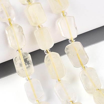 Нити из натуральных бусин лимонного кварца (обработанных нагреванием), с бисером, прямоугольные