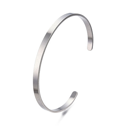 Classic 201 Stainless Steel Plain Band Open Cuff Bangle for Women