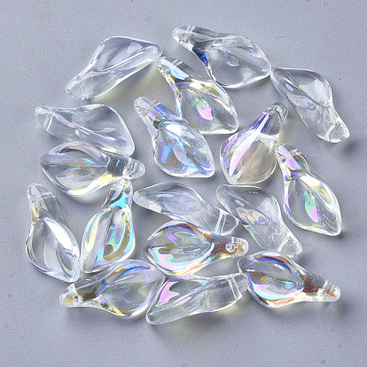 Transparent Glass Pendants, AB Color Plated, Petaline
