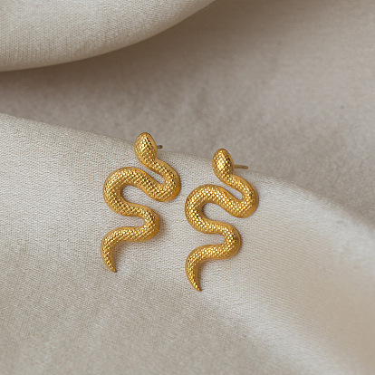 304 серьги-гвоздики из нержавеющей стали для женщин, змея