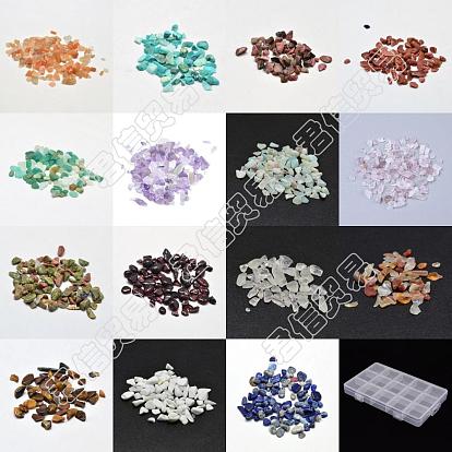 3500 Stück 15 Stil natürliche und synthetische gemischte Edelsteinperlen, kein Loch / ungekratzt, Chip