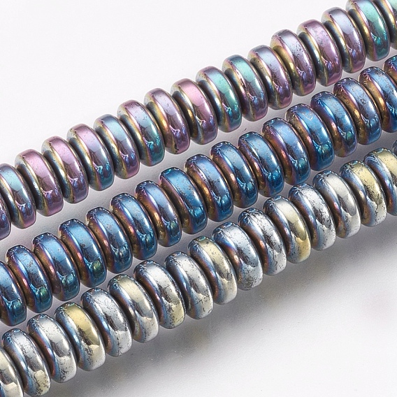 Electroplate Non-magnetic Synthetic Hematite Beads Strands, Long-Lasting Plated, Rondelle