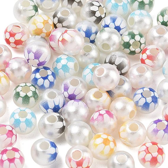 Sports Printed ABS Plastic Beads, Football