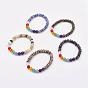 Gemstone Stretch Bracelets, with Stainless Steel Bead Spacer