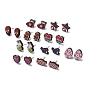 Wood Stud Earrings, with Silicone Ear Nut, Candy/Heart/Egg/Star/Rabbit/Heart/Witch Hat/Christmas Socking/Human