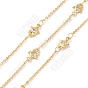 Clear Cubic Zirconia Star Link Chains, with Brass Cable Chains, Unwelded, Cadmium Free & Nickel Free & Lead Free