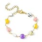 Natural Shell Nugget Beaded Chains Kids Bracelets, 304 Stainless Steel Jewelry