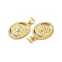 Rack Plating Brass Pendants, Lead Free & Cadmium Free, Long-Lasting Plated, Oval with Bird Charm