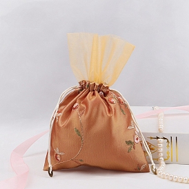 Embroidery Cloth Storage Pouches, Rectangle Drawstring Bags, for Candy Gift Bags