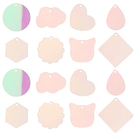 40 шт. 8 стили акриловые лазерные подвески, акриловый диск, аксессуары для ключей в форме диска своими руками