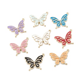 Brass Micro Pave Clear Cubic Zirconia Pendants, with Enamel, Long-Lasting, Butterfly, Real 18K Gold Plated