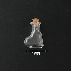 Mini High Borosilicate Glass Bottle Bead Containers, Wishing Bottle, with Cork Stopper, Heart